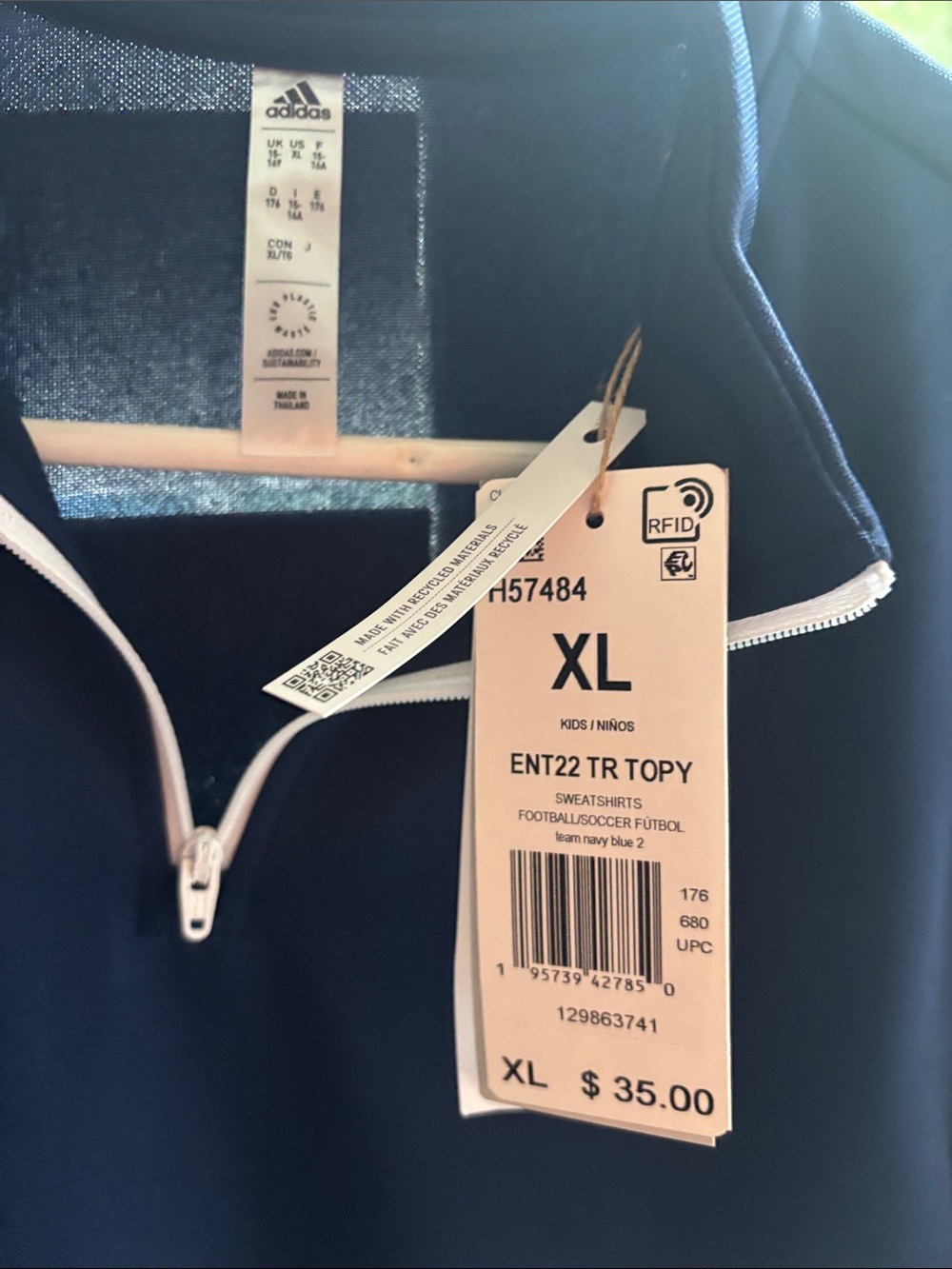Adidas 3/4 Zip Up size X-Large kids - Picture 3 of 3